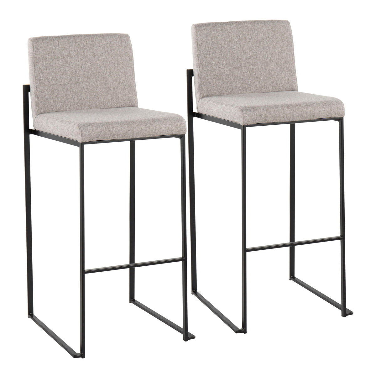 Bar stool set beige fabric with black metal frame, high-back stools (2) HouseOfZazla on Tampa Home & Garden Store