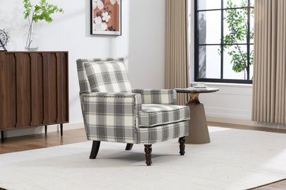 Upholstered Accent Chair gray plaid, vintage armchair with solid wood legs HouseOfZazla on Tampa Home & Garden Store