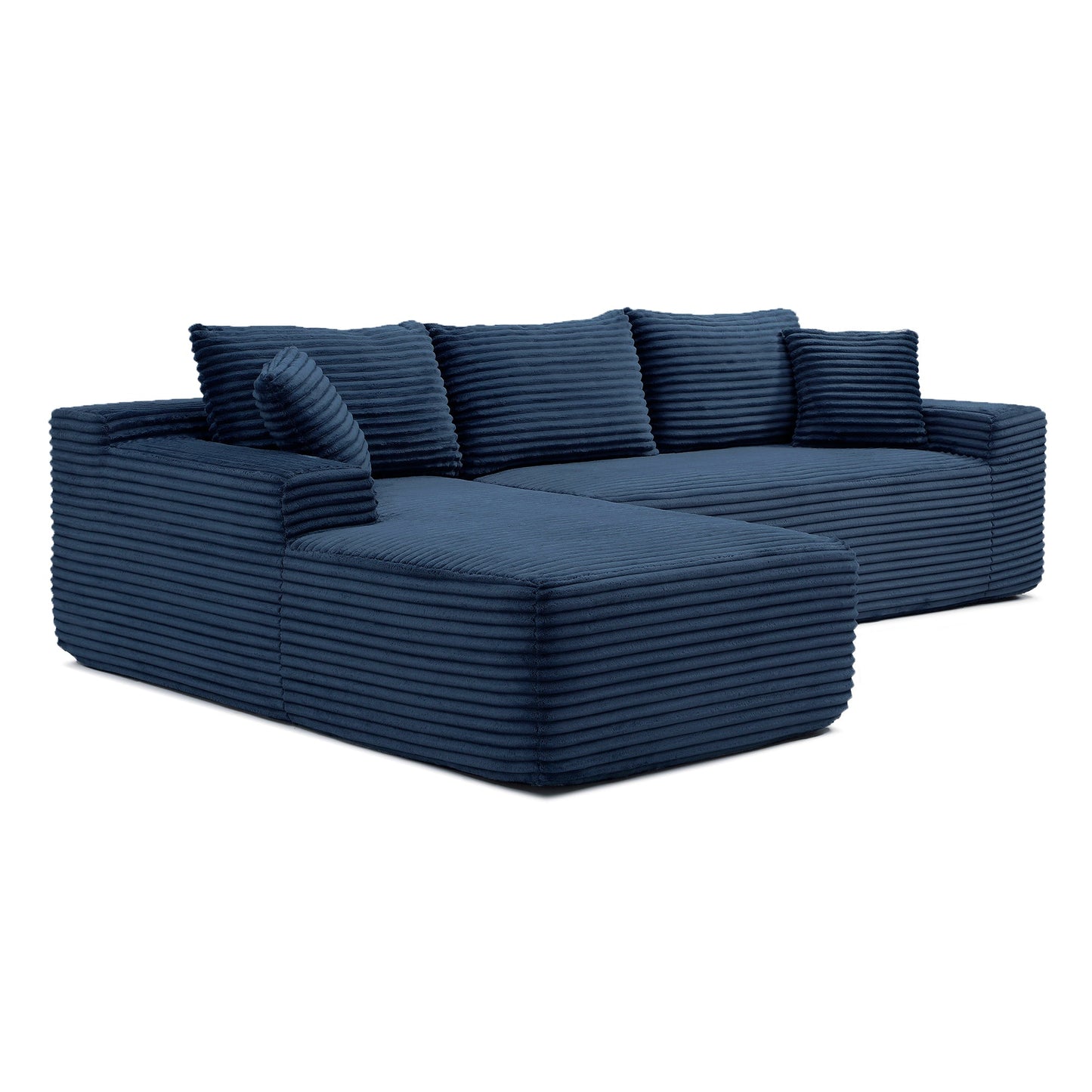 105'' modular sectional sofa with deep-seat navy corded fabric and chaise on Tampa Home & Garden Store