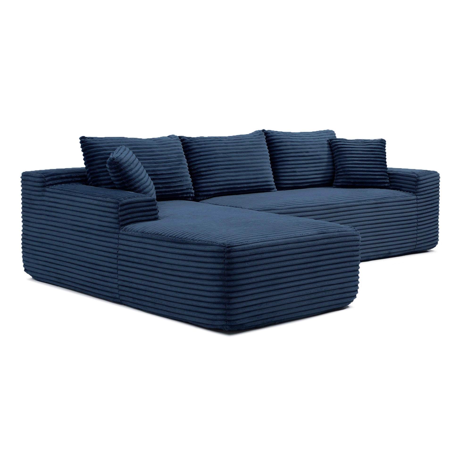 105'' modular sectional sofa with deep-seat navy corded fabric and chaise on Tampa Home & Garden Store