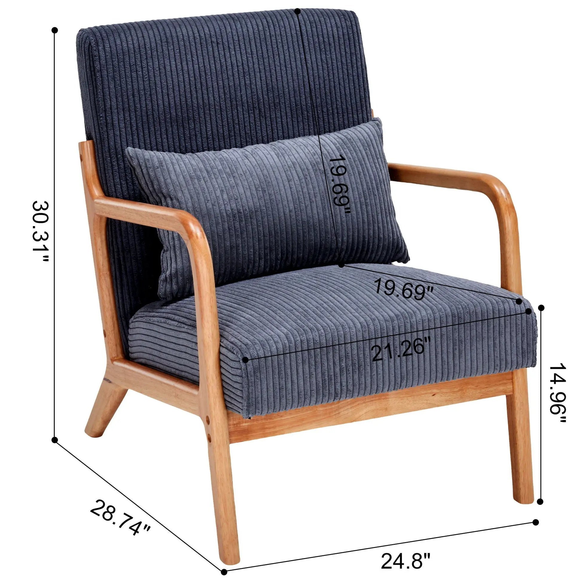 Accent arm chair with pillow in corduroy upholstery and wood arms by Unique Piece Furniture on Tampa Home & Garden Store
