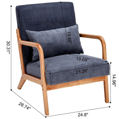 Accent arm chair with pillow in corduroy upholstery and wood arms by Unique Piece Furniture on Tampa Home & Garden Store