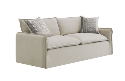 Classic Beige Linen Sofa and Toss Pillows