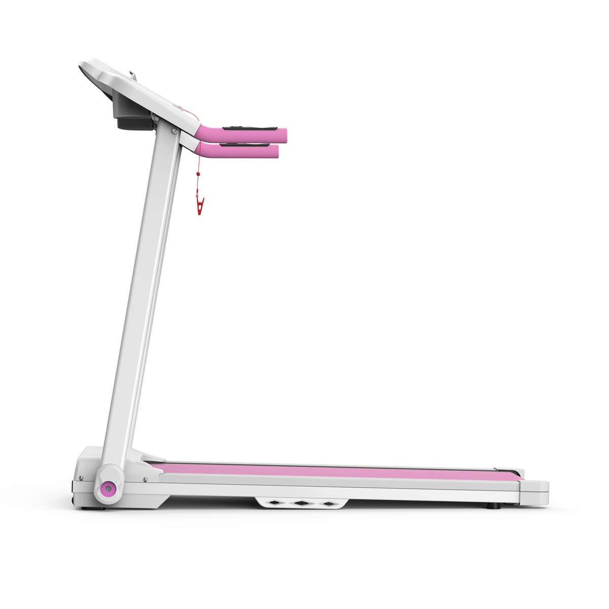 Foldable treadmill with pink handles and white frame by HouseOfZazla, 2.5HP on Tampa Home & Garden Store