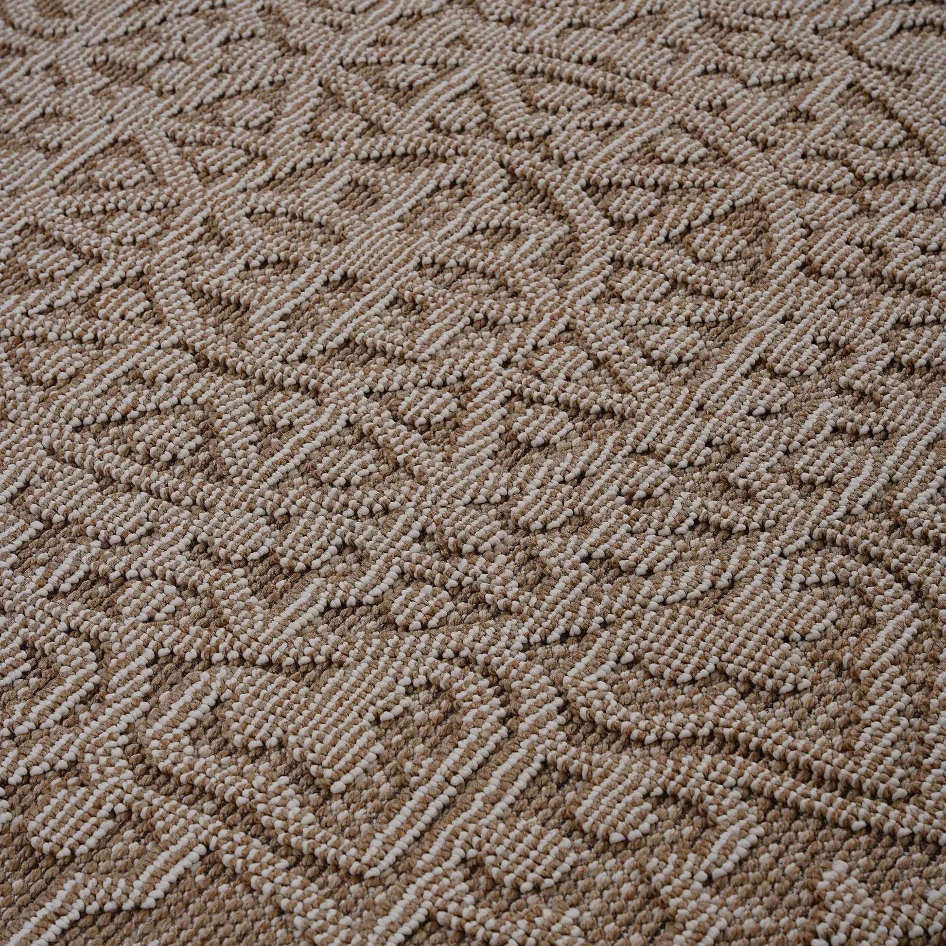Guros Medallion Indoor/Outdoor Rug beige tan woven loop-pile area rug on Tampa Home & Garden Store