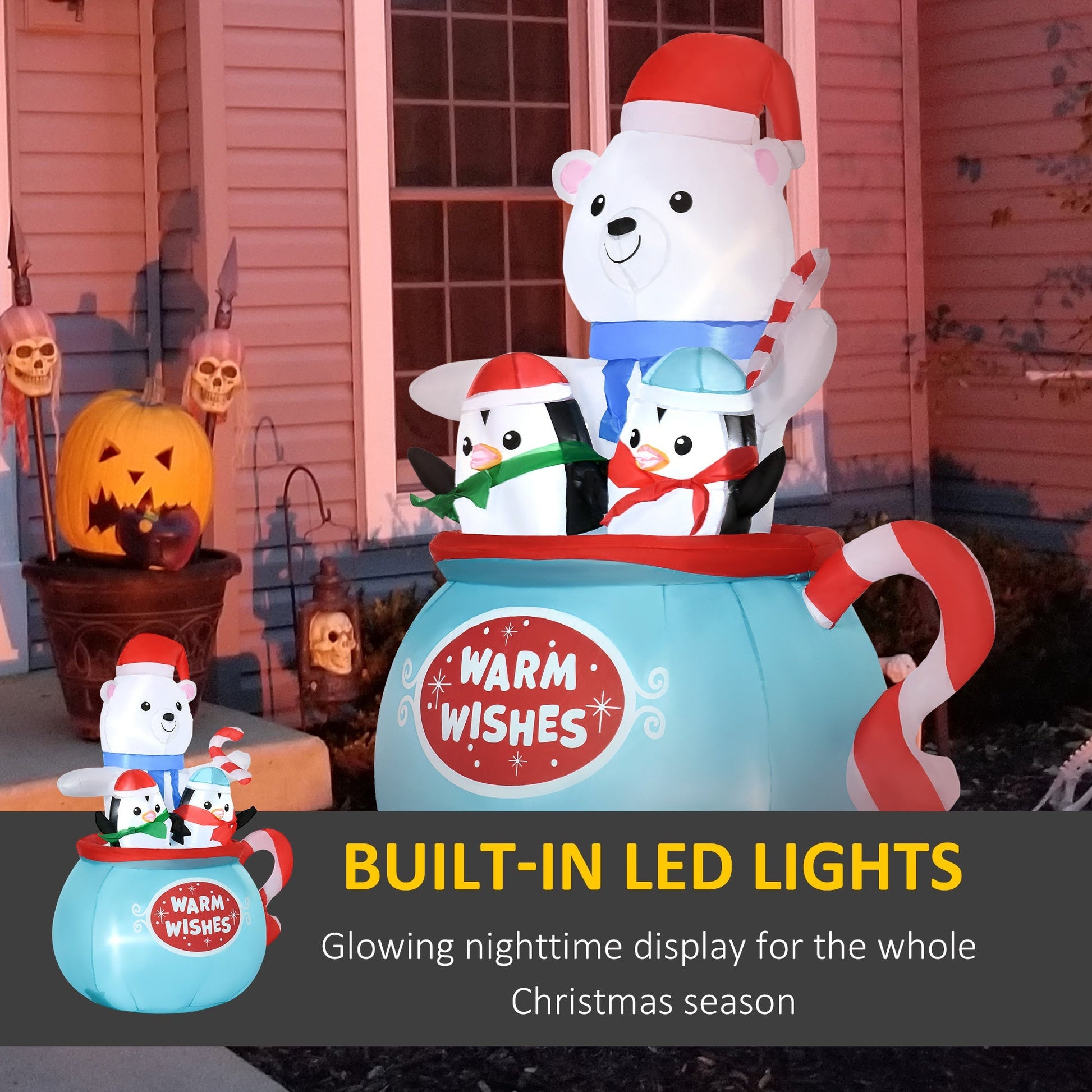 5ft Christmas inflatable Blessed Polar Bear and Penguins in the Cup by HouseOfZazla on Tampa Home & Garden Store