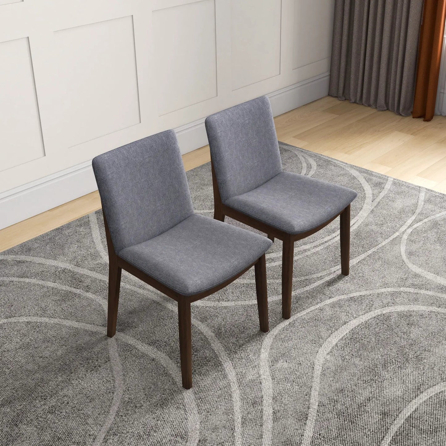 Mid Century Modern Solid Wood Dining Chair Set