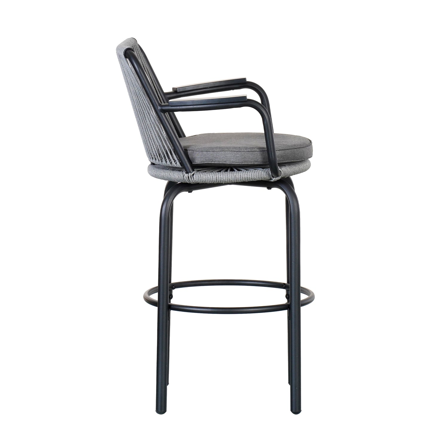 Outdoor Patio Bar Stools Set of 2 Woven Rattan