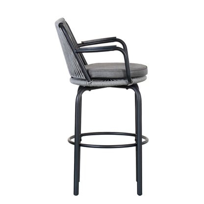 Outdoor Patio Bar Stools Set of 2 Woven Rattan