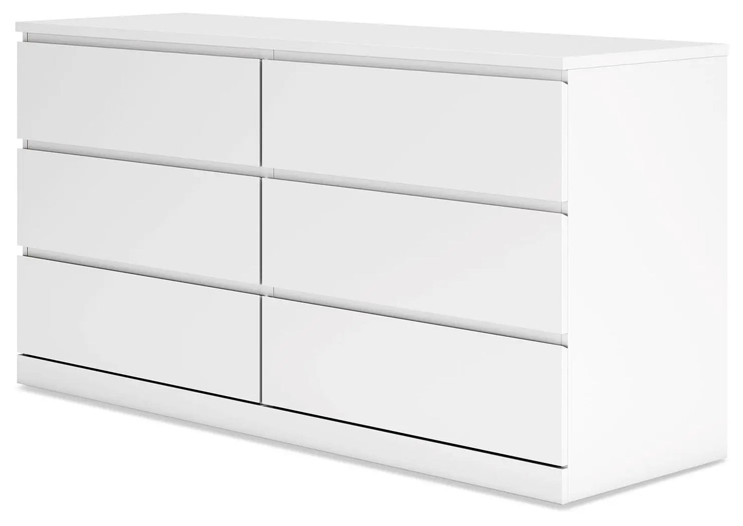 Onita White Six Drawer Dresser Ball Bearing Glide