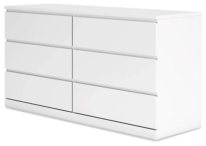 Onita White Six Drawer Dresser Ball Bearing Glide