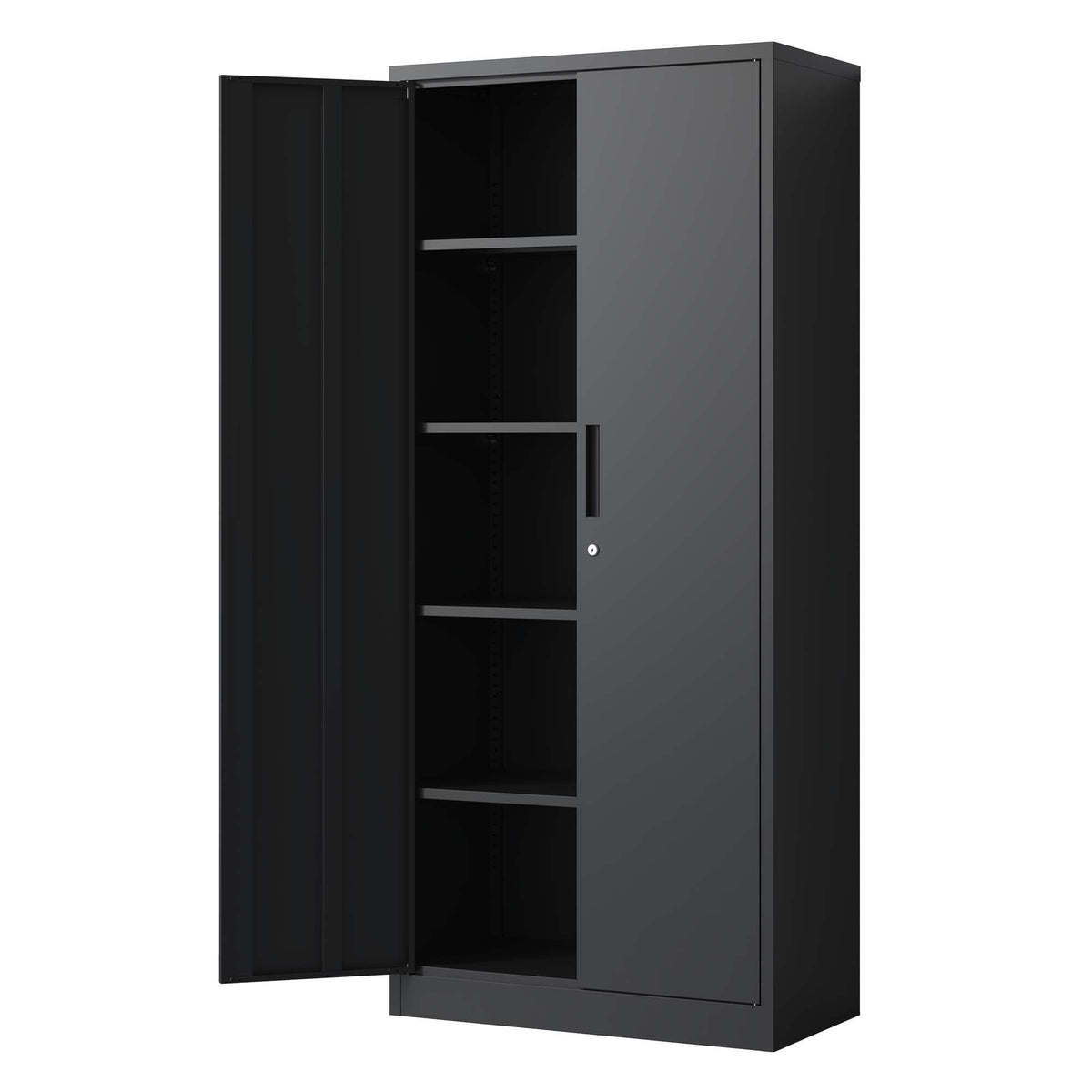 Steel garage storage cabinet with adjustable shelves and lock by HouseOfZazla, black exterior on Tampa Home & Garden Store