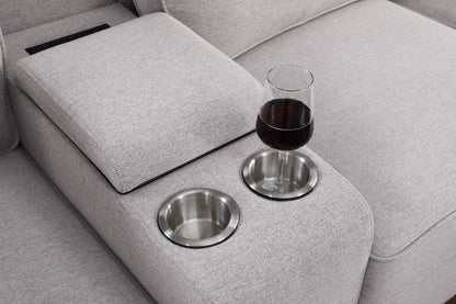 Eric 9 Piece Upholstered Sectional With Ottoman gray fabric with built-in cup holders on Tampa Home & Garden Store