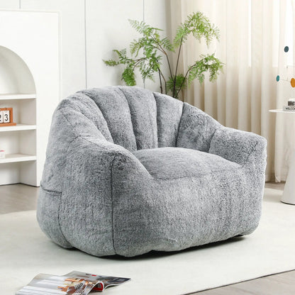 Beanbag chair with armrests in gray plush high-density foam by Unique Piece Furniture on Tampa Home & Garden Store