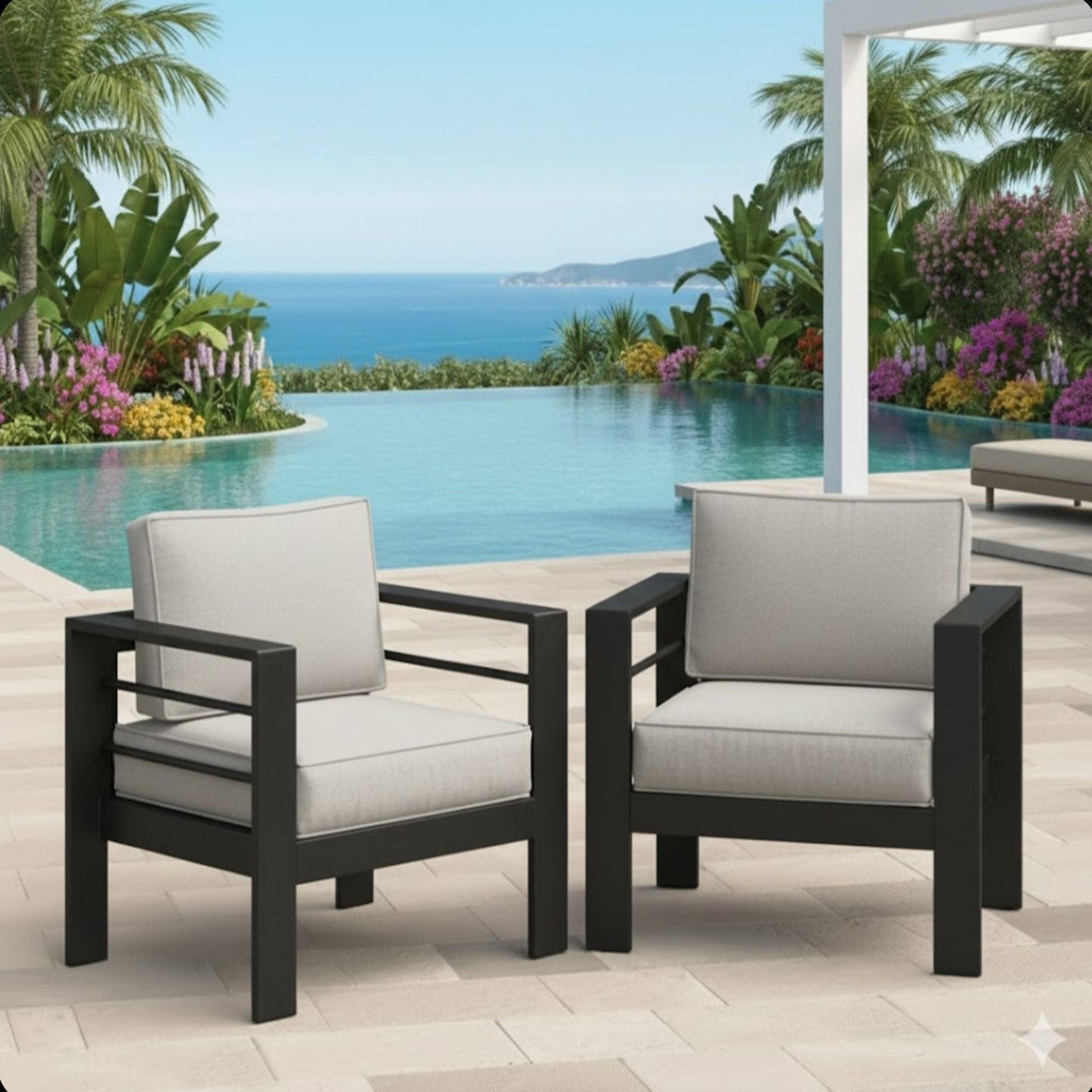 All Weather Patio Chairs and Thick Foam Cushions