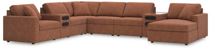 Modmax Spice stationary sectional by Unique Piece Furniture in warm brown fabric with chaise on Tampa Home & Garden Store