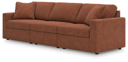 Modmax Spice Sectional sofa in rust orange fabric, stationary with plush back cushions on Tampa Home & Garden Store