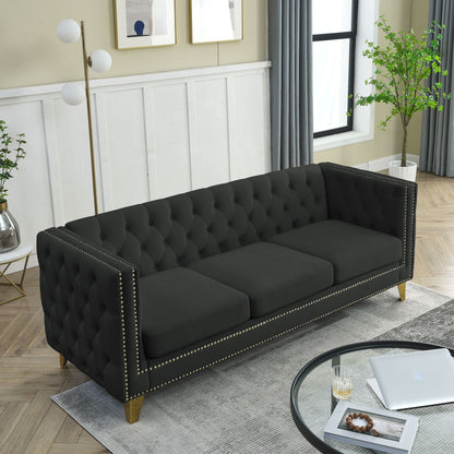 Modern Button Tufted Sofa With Nailhead Trim