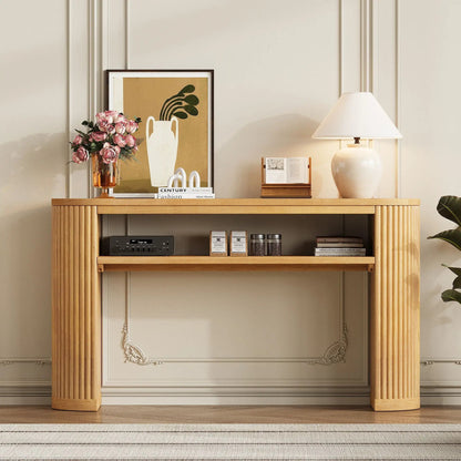 Console Table With Fluted Legs and Open Shelf