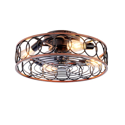 20 Inch Caged Ceiling Fan with Lights by HouseOfZazla, copper cage with Edison bulbs remote on Tampa Home & Garden Store