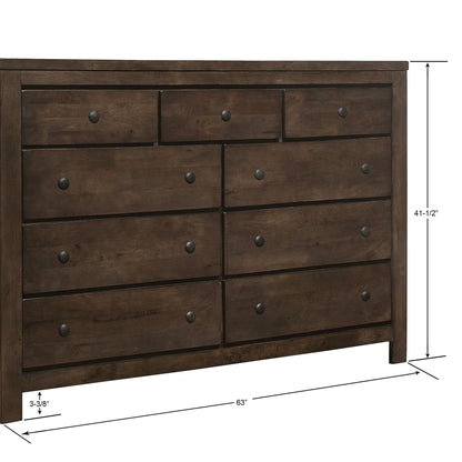 9 Drawer Dresser Brown Farmhouse design by HouseOfZazla with dark wood finish on Tampa Home & Garden Store