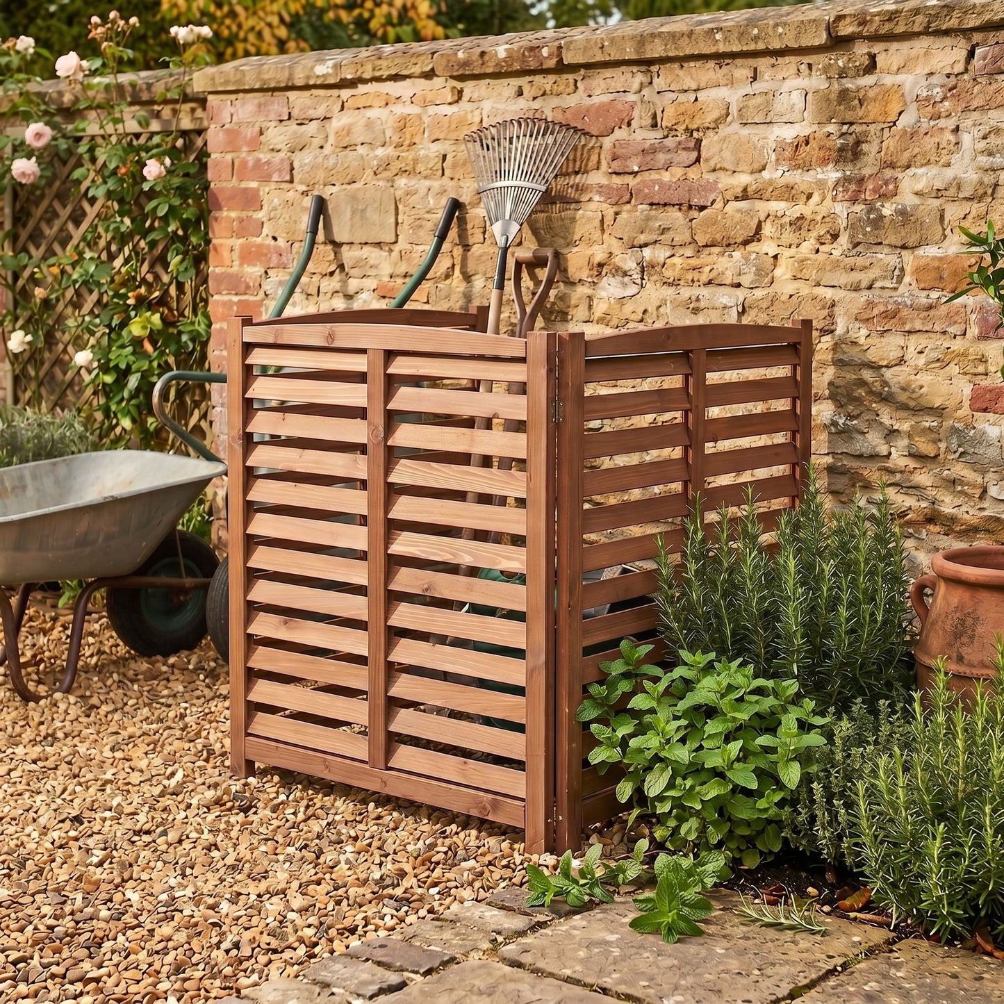 Solid Wood and Air Conditioner Privacy Fence