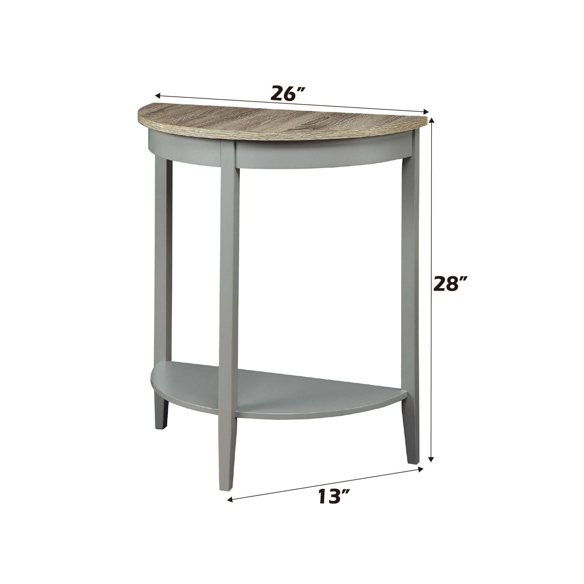 Justino Console Table gray body with oak oval top, 26in long, 28in high HouseOfZazla on Tampa Home & Garden Store
