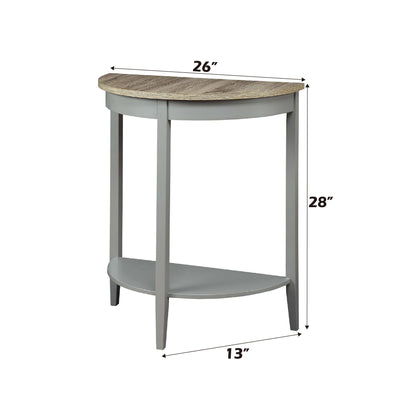 Justino Console Table gray body with oak oval top, 26in long, 28in high HouseOfZazla on Tampa Home & Garden Store
