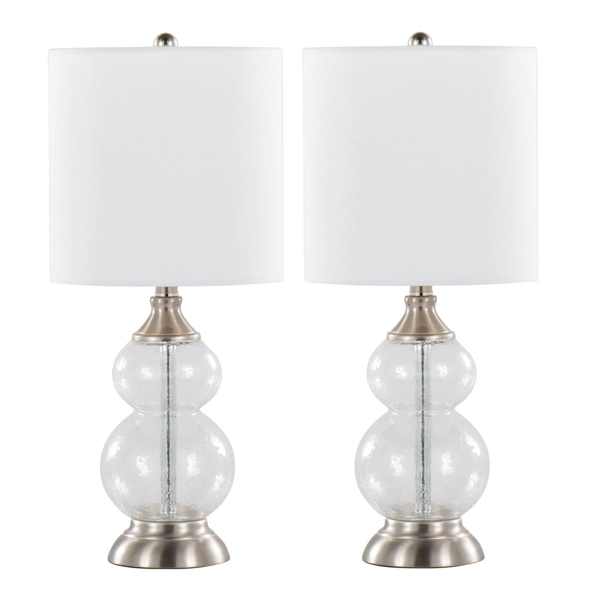 Belle lamp set of 2 with clear glass orb bases and white shades by HouseOfZazla on Tampa Home & Garden Store