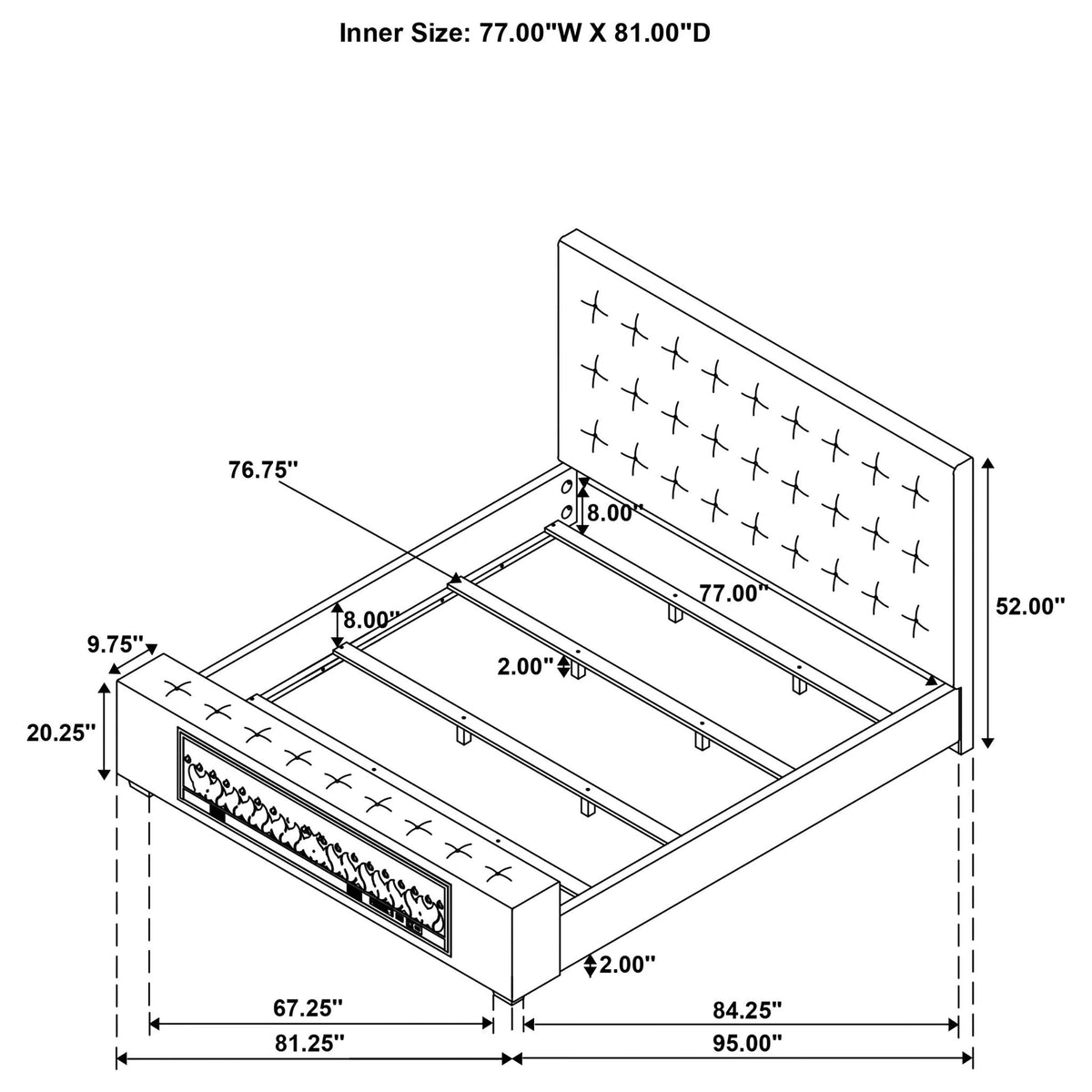 Crombie Bed With Visual Flame Effect and Speaker