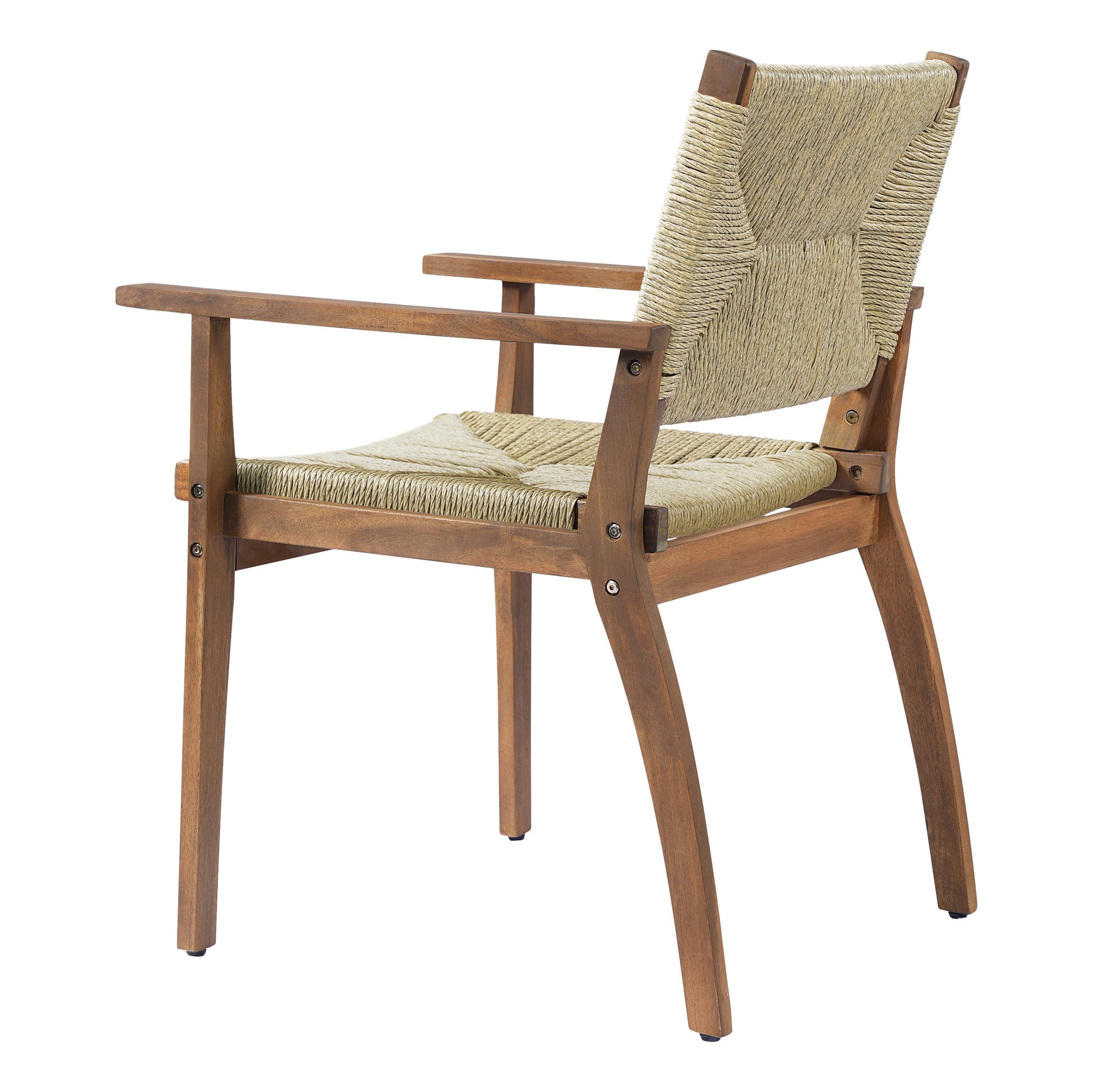 Durable outdoor dining chair with acacia wood frame and wicker seat HouseOfZazla on Tampa Home & Garden Store