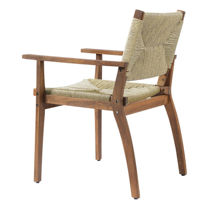 Durable outdoor dining chair with acacia wood frame and wicker seat HouseOfZazla on Tampa Home & Garden Store