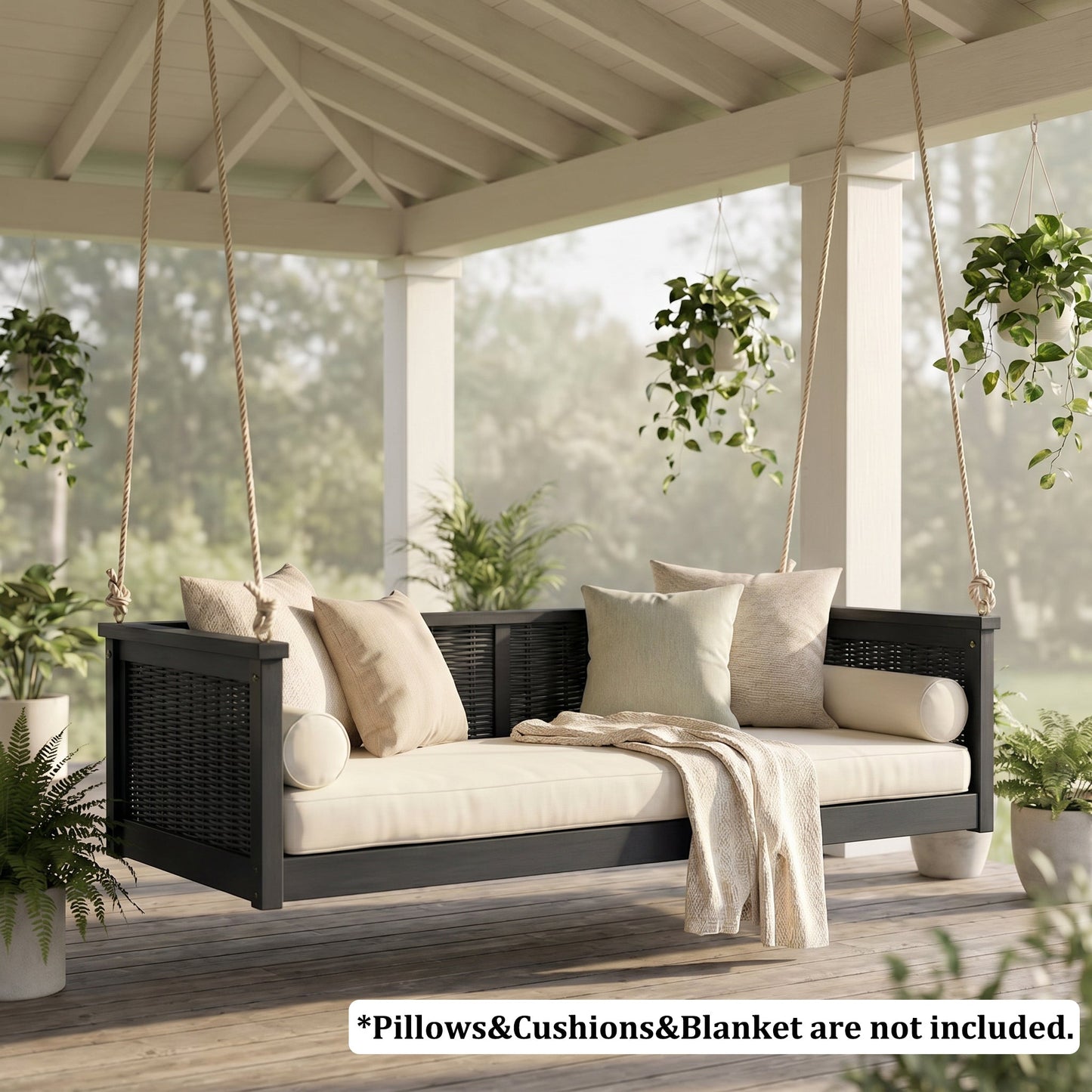 Premium Acacia Wood Outdoor Twin Swing Bed