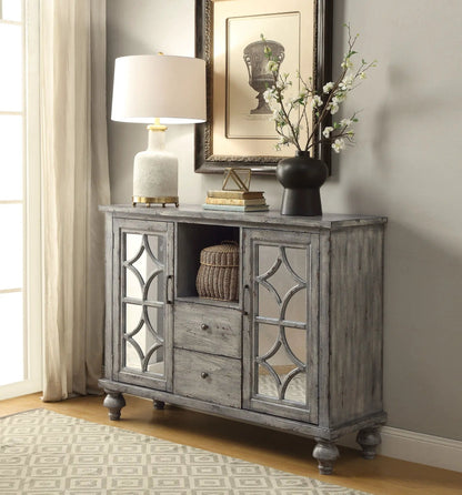 Velika Weathered Console Table With Storage Gray