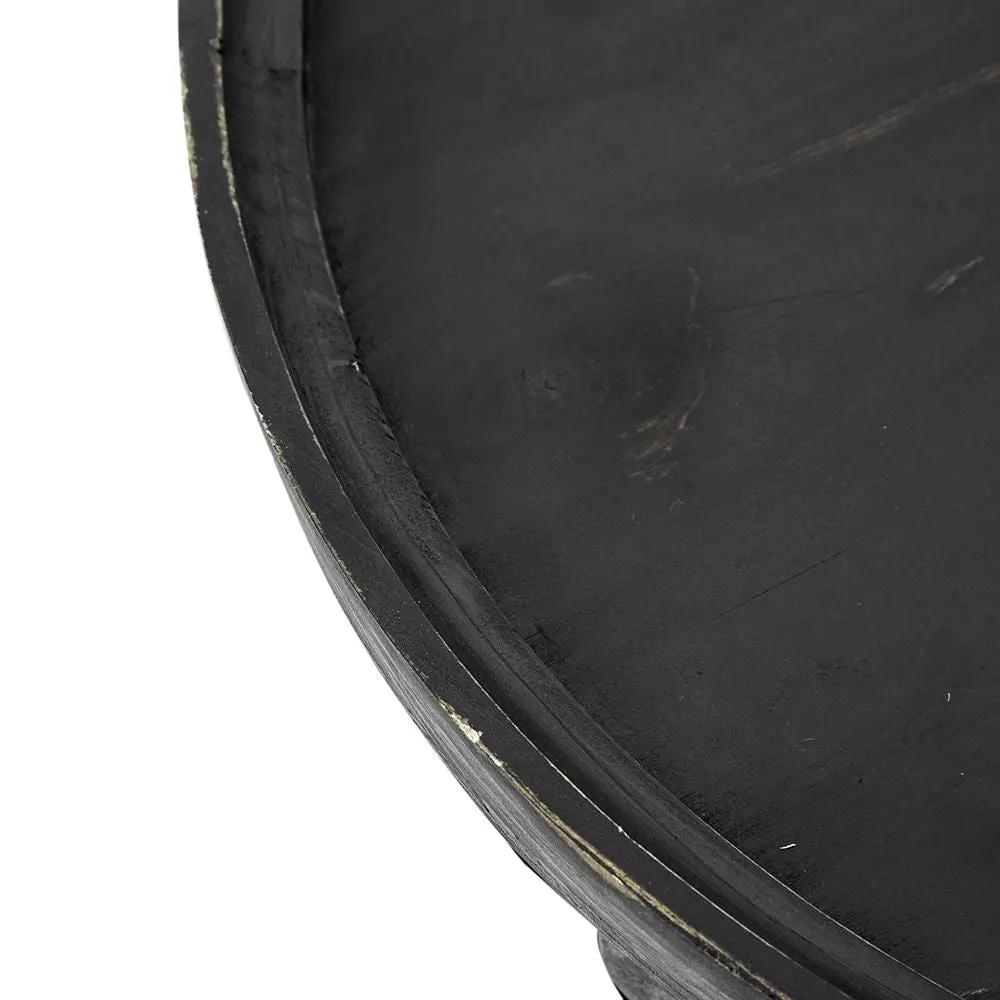 Round black 3-tier end table with distressed edges for living room or bedroom on Tampa Home & Garden Store