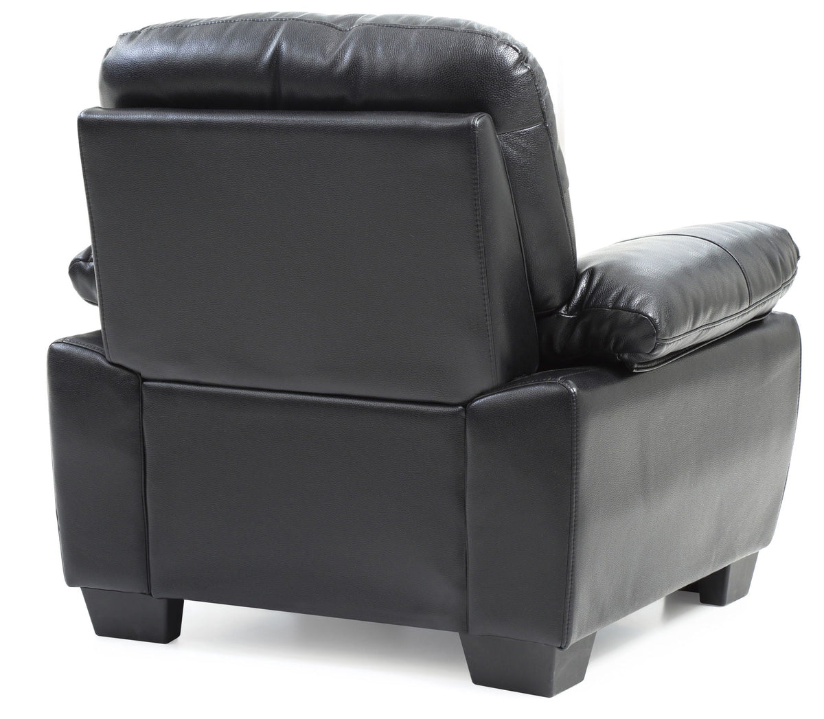 Marta Arm Chair black leather upholstery with sturdy square-padded arms on Tampa Home & Garden Store