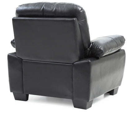 Marta Arm Chair black leather upholstery with sturdy square-padded arms on Tampa Home & Garden Store