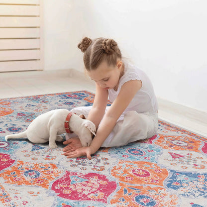Maval Stunning Washable Area Rug by Unique Piece Furniture with multicolor floral pattern on Tampa Home & Garden Store