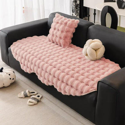 Autumn And Winter Thickening Irregular Sofa Cushion pink plush cushion on black sofa by FLIPSTYLEZLLC on Tampa Home & Garden Store