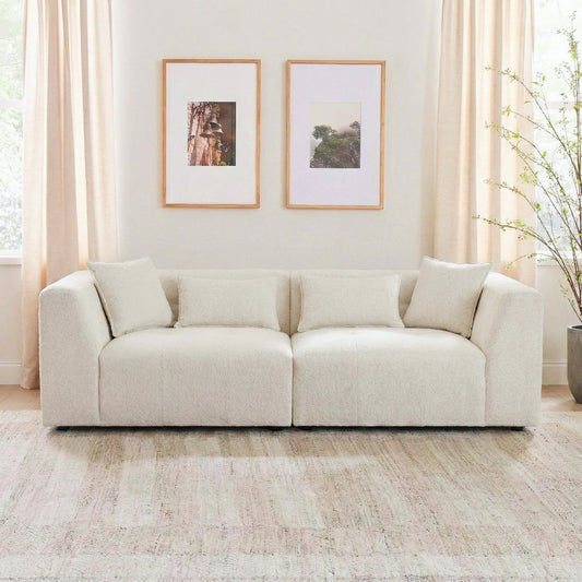 Jefferson Soft Chenille Modern Sofa light cream upholstery with plush cushions on Tampa Home & Garden Store