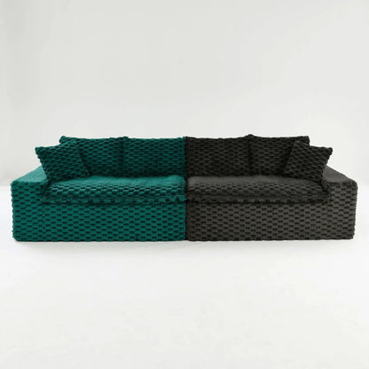 Stationary sofa cushions set in teal and black woven texture from Unique Piece Furniture on Tampa Home & Garden Store