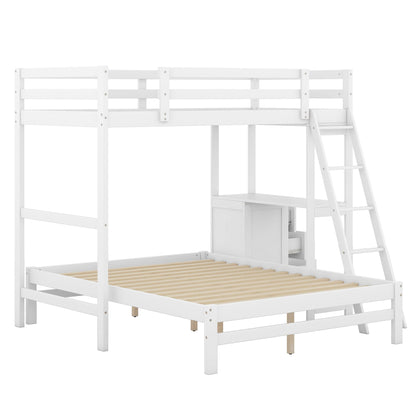 Bunk bed with built-in desk and 3 drawers, white wood, HouseOfZazla on Tampa Home & Garden Store