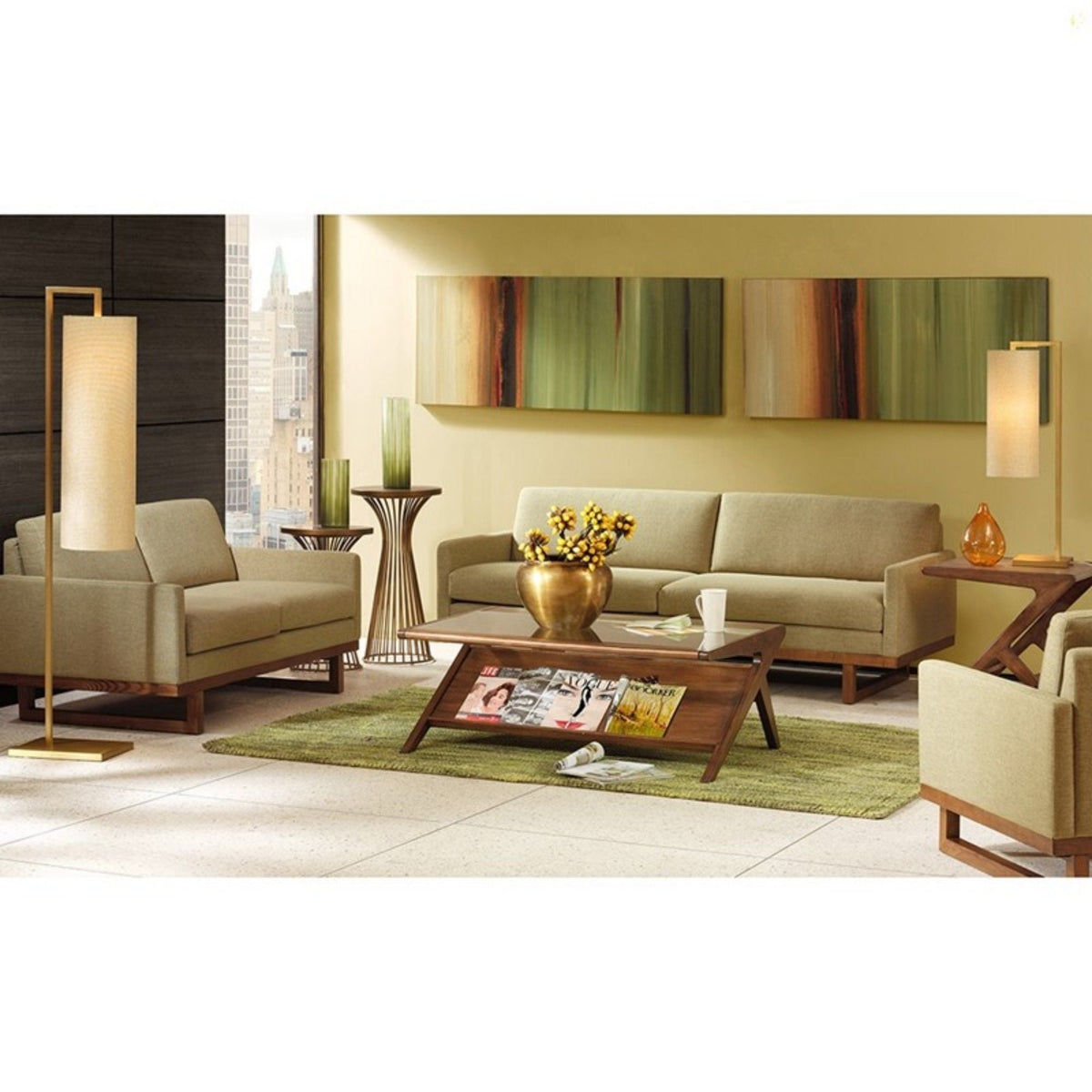 Coffee table with tempered glass top in walnut finish by HouseOfZazla on Tampa Home & Garden Store