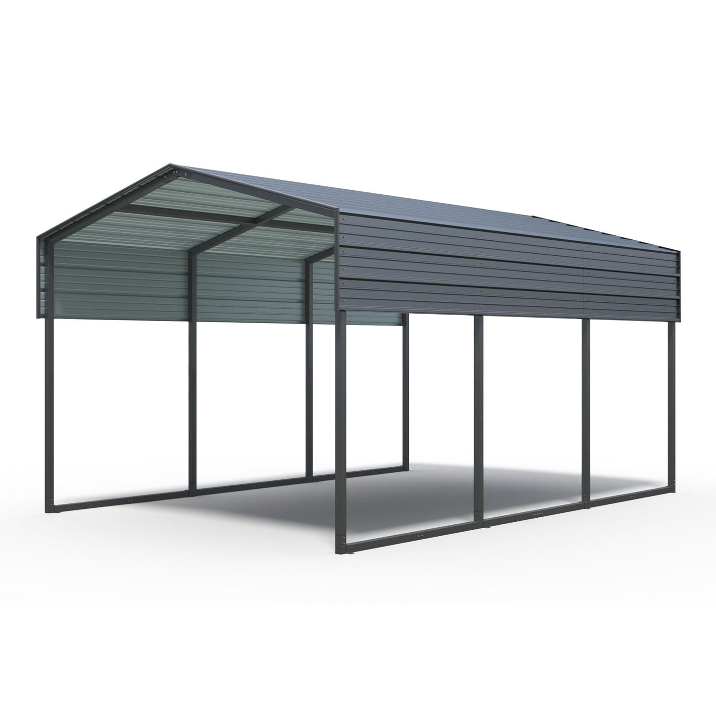 10 x 15 Ft Galvanized Steel Carport and Charcoal