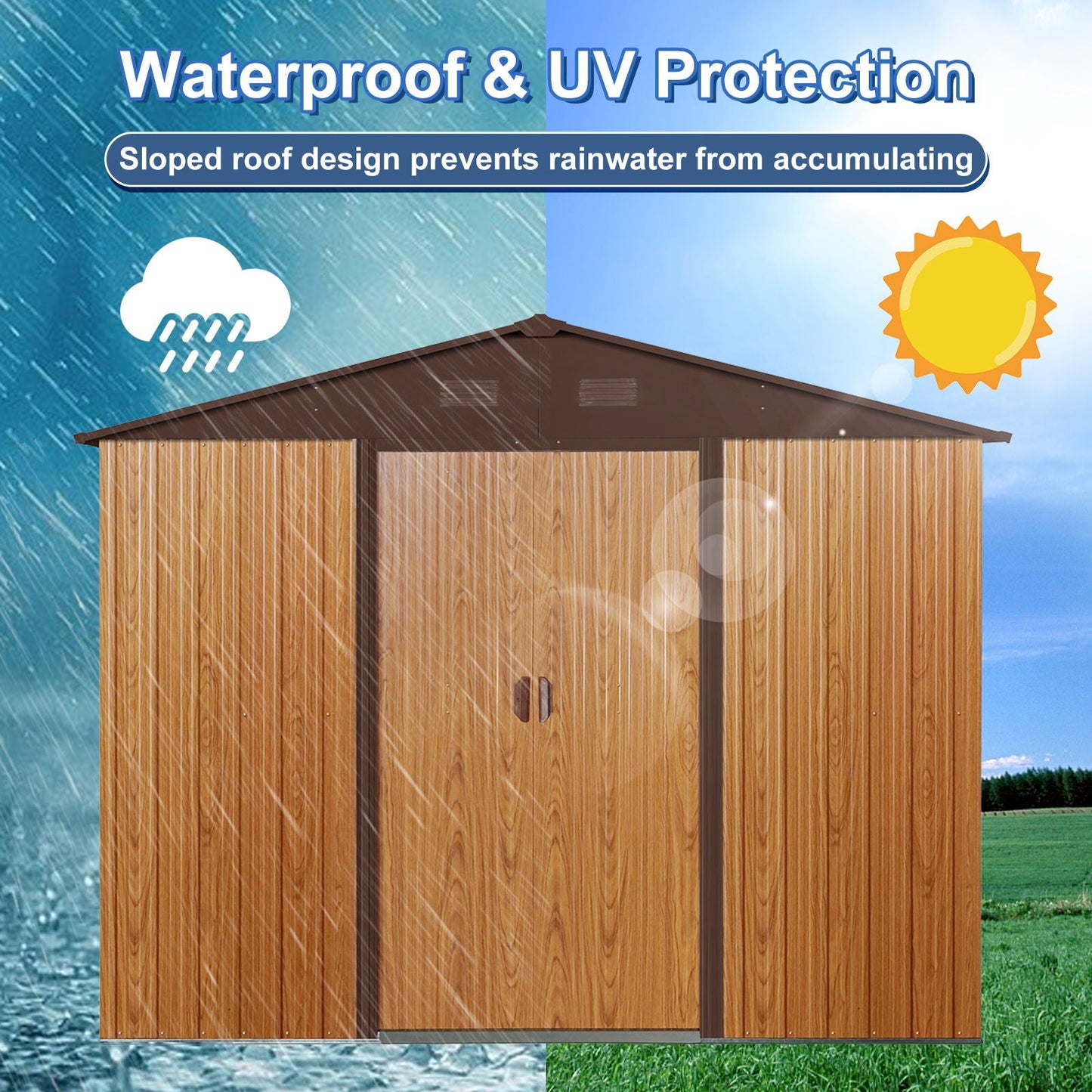 Outdoor Metal Storage Shed And Floor Base