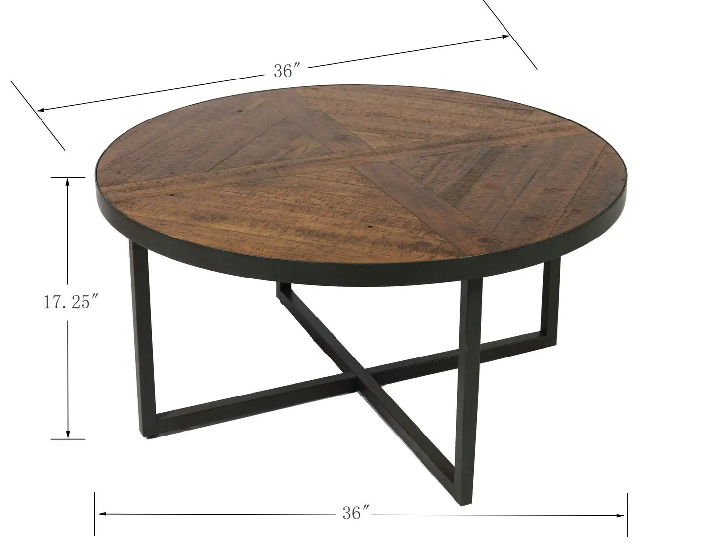 Faro Round Table by Unique Piece Furniture; wood top, black metal legs, 36-inch diameter on Tampa Home & Garden Store