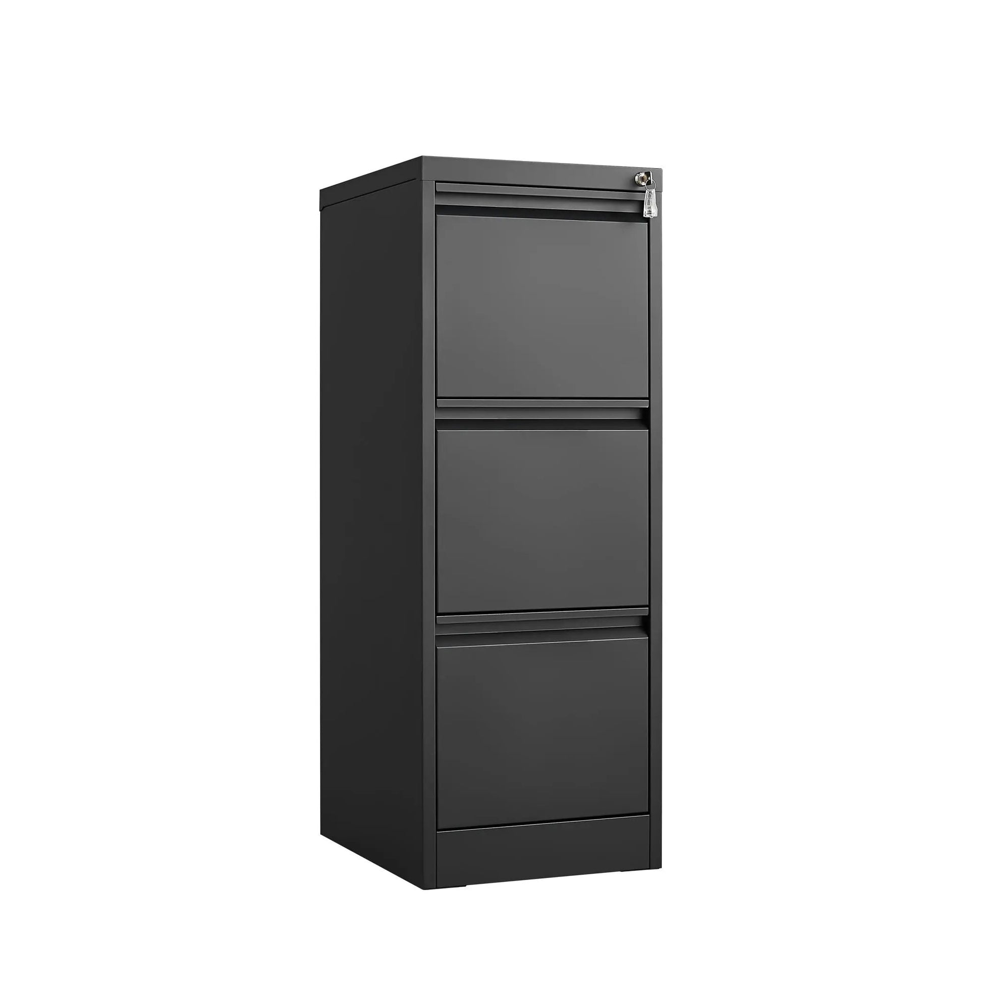 3-drawer metal filing cabinet with lock in dark gray for office storage on Tampa Home & Garden Store