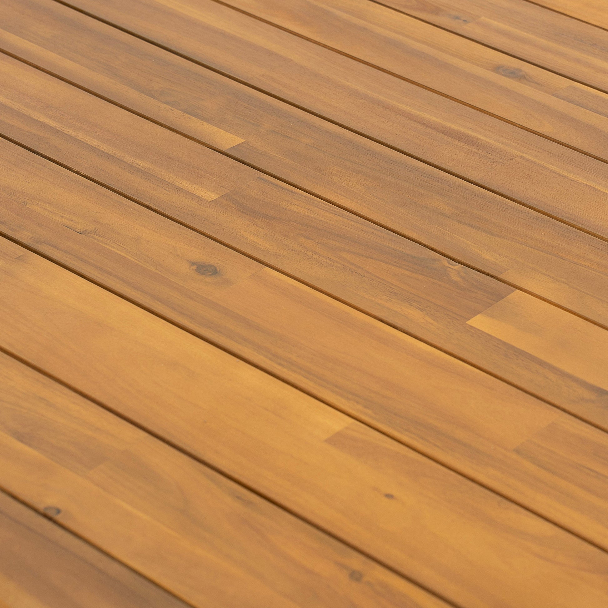 Kaja outdoor acacia wood dining table top with teak finish and slat design on Tampa Home & Garden Store