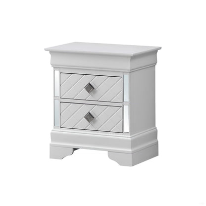 Accent Nightstand with 2 Drawers silver champagne mirrored fronts knobs HouseOfZazla on Tampa Home & Garden Store
