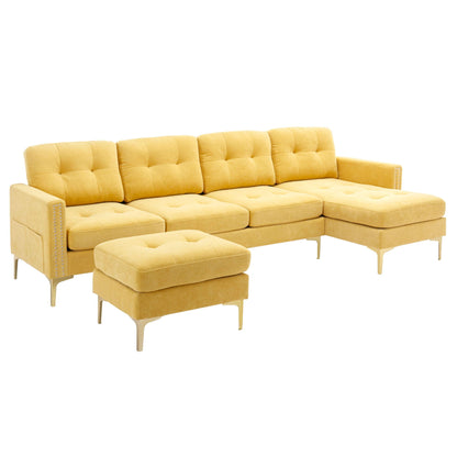 Modern Convertible Sectional Sofa and Ottoman